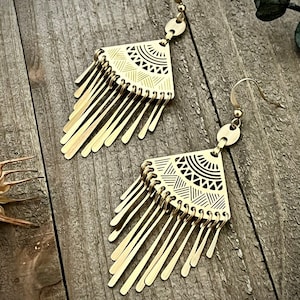 Gold Brass Fringe Earrings