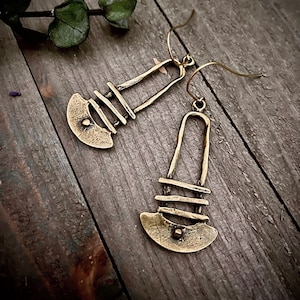 Rustic Bronze Dangle Earrings • Bohemian Earrings • Antique Gold Boho Earrings