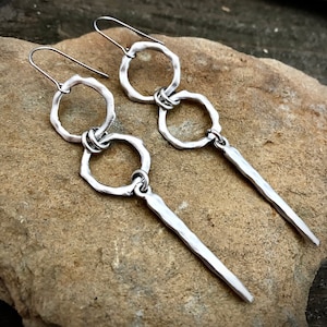 Boho Silver Dangle Earrings • Bohemian Simple Earrings • Silver Earrings • Silver Geometric Earrings