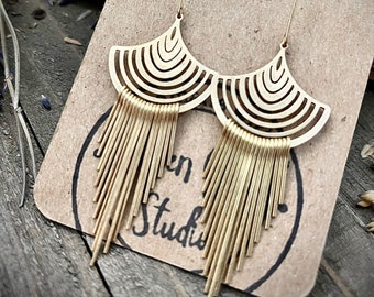 Gold Brass Fringe Earrings