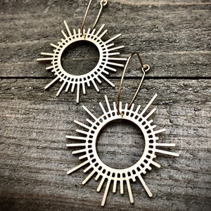 Sunburst Dangles • Sun Ray Hoop Earrings • Large Statement Earrings