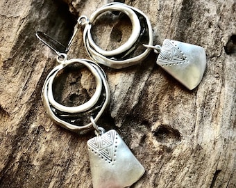 Boho Silver Dangle Earrings • Bohemian Statement Earrings