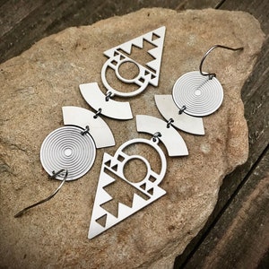 Silver Geometric Earrings • Silver Statement Earrings