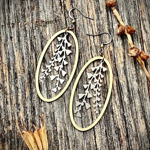 Mixed Metal Petal Earrings • Large Mixed Metal Statement Earrings • Silver and Gold Geometric  Earrings • Two Toned Earrings