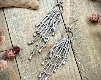 Silver Stainless Steel Fringe Chain Earrings