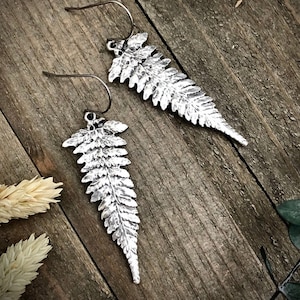 Silver Fern Dangle Earrings