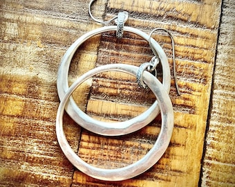 Large Silver Hoop Earrings: 2.75" Statement Earrings