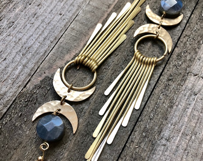 •LUNA SWING• labradorite + gold earrings main image 1
