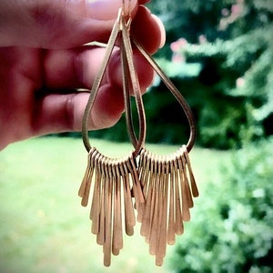 Gold Fringe Earrings • Statement Earrings • Gold Statement Earrings • Gold Earrings • Gold Fringe Earrings