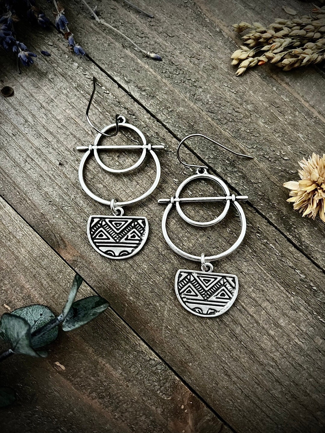 Geometric Dangle Brass Earrings main image 0