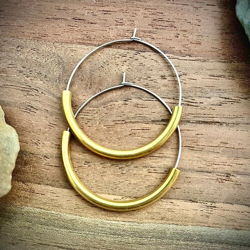 Mixed Metal Hoop Earrings • Two Toned Silver Gold Brass Hoops