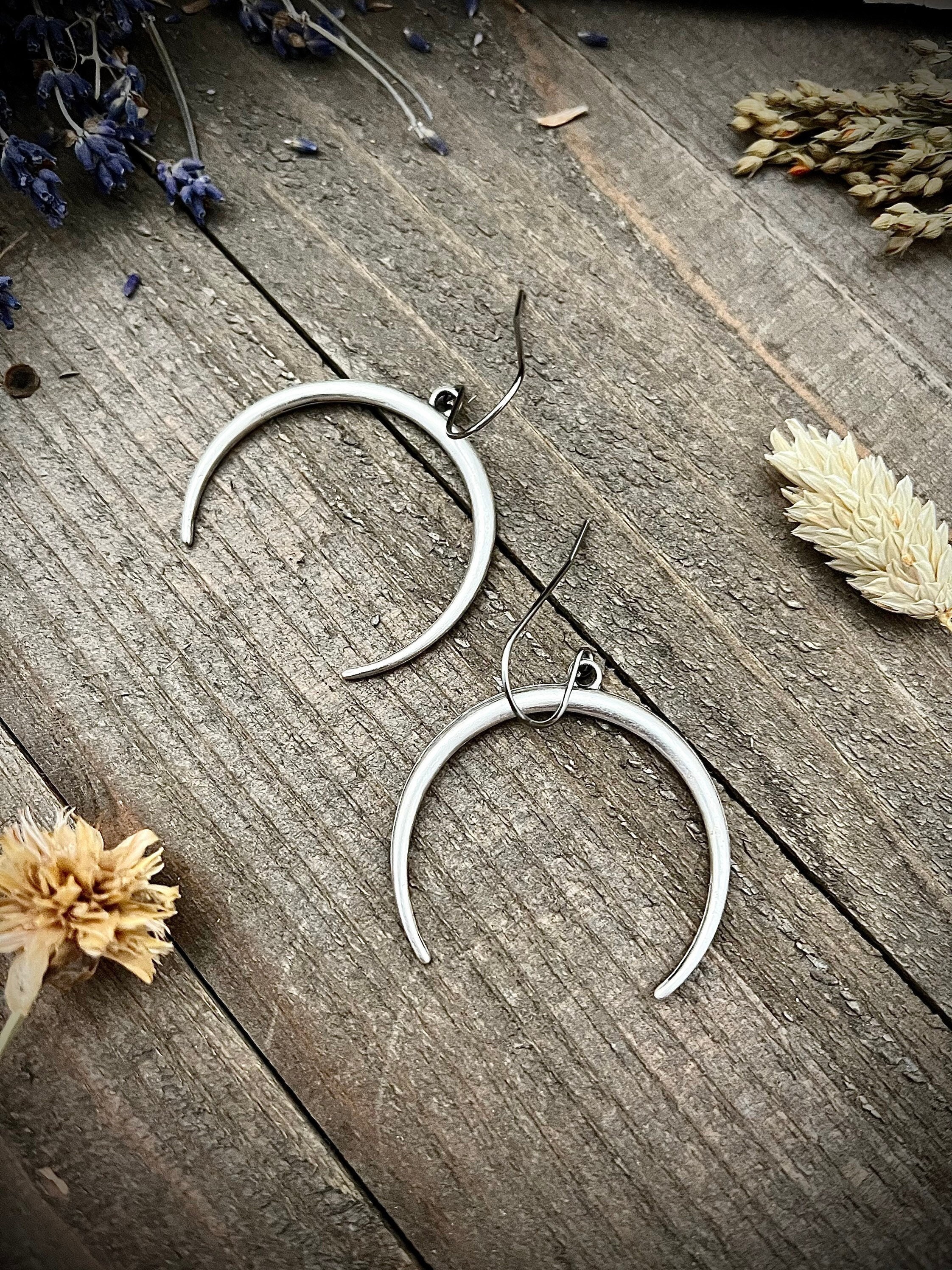 Crescent Moon Earrings - Etsy