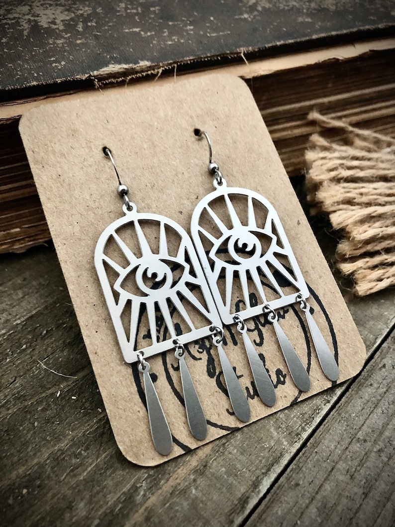 Seeing Eye Earrings Eye Earrings Silver Statement Earrings Seeing Eye Earrings Aspen Glow Studio