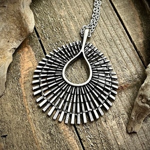 Long Burst Silver Necklace