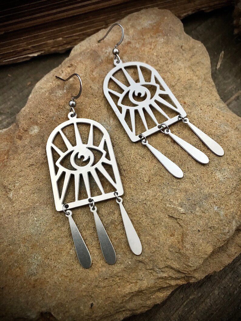 Seeing Eye Earrings Eye Earrings Silver Statement Earrings Seeing Eye Earrings Aspen Glow Studio