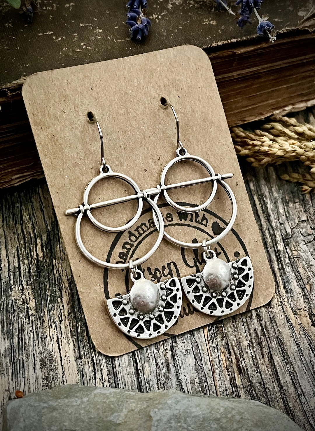 Textured Geometric Gold Dangle Earrings for Women