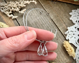 Big Silver Crystal Hoop Earrings