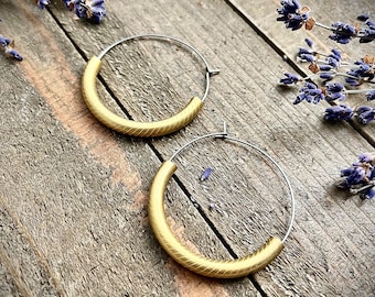 Mixed Metal Hoop Earrings • Silver & Gold Brass Hoops