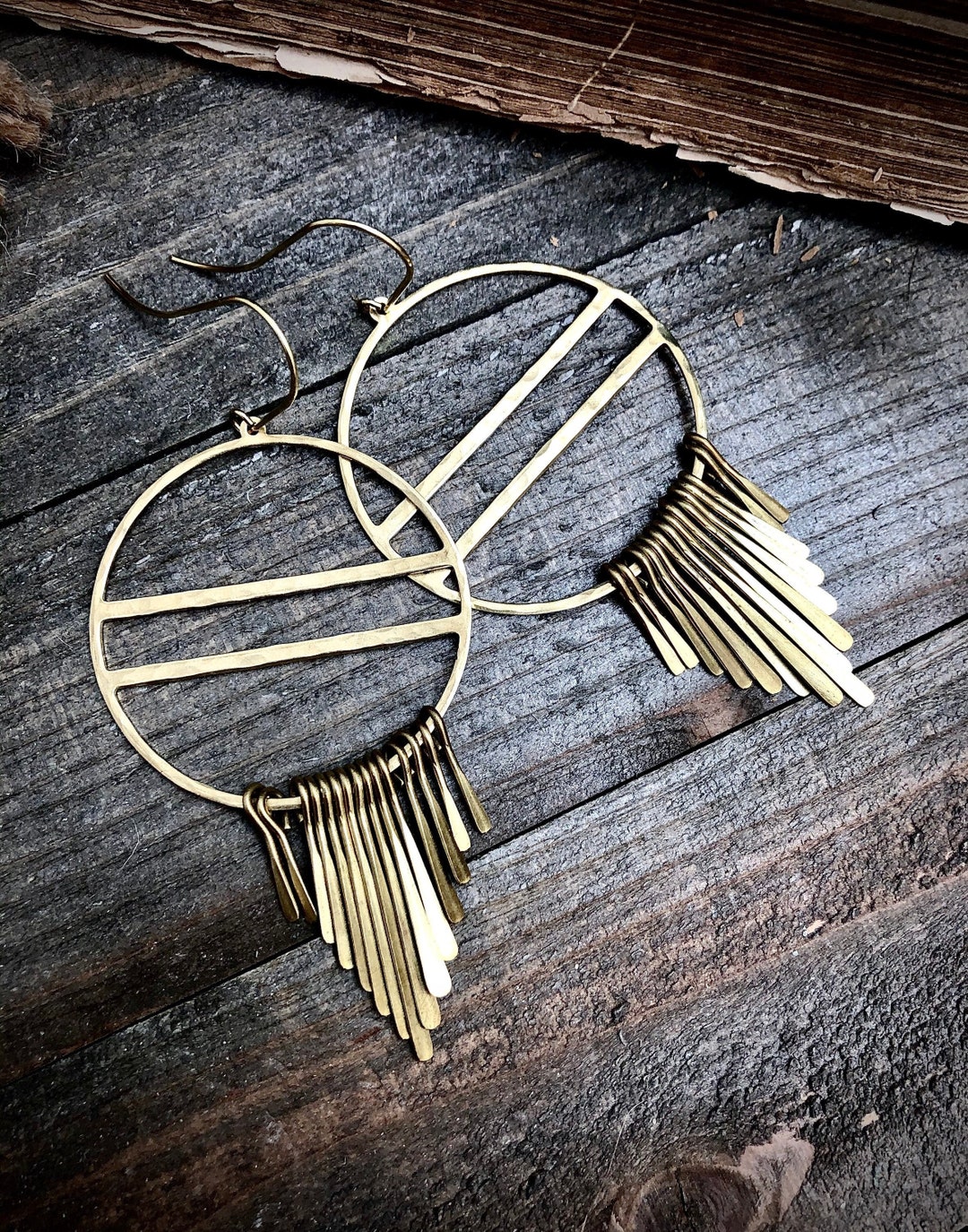 Gold Fringe Hoop Earrings Statement Earrings Gold Etsy