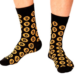 Bitcoin Cryptocurrency Socks - Crypto Currency Novelty Unisex Crew Fit Dress Sock - Great Gift!