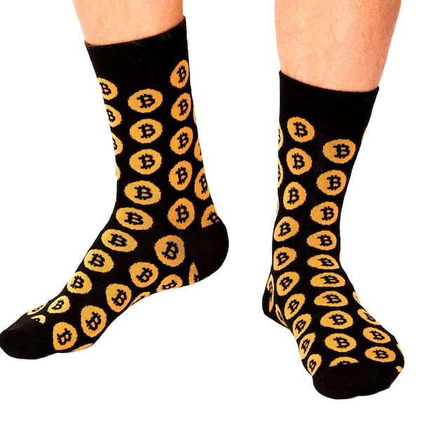 Bitcoin Cryptocurrency Socks - Crypto Currency Nouveauté Unisexe Crew Fit Robe Sock - Super cadeau!