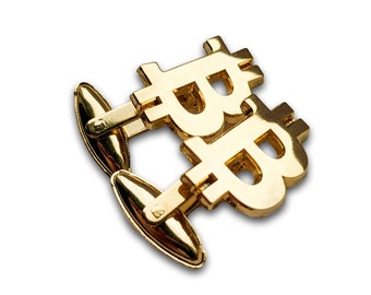 Bitcoin Crypto Cufflinks | Cryptocurrency Groom Cufflinks - Groomsmen Gift - Groomsmen Cufflinks - Gold Fathers Day Gift