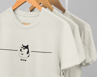 Dogecoin Retro Logo T-shirt | DOGE Cryptocurrency Subtle Tee | Crypto Currency Small Logo Gift for Traders - Meme Shiba Inu Gifts UK