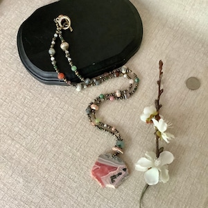 Boho: Handcrafted Sundance Style Many Gems and Metal Necklace with Stunning Pendant, Unique Gift, Only One