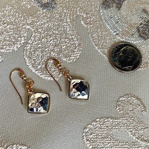 Mixed Metal Drop Earrings: Hammered Silver & Gold-Filled Wire- Artisan- Handmade