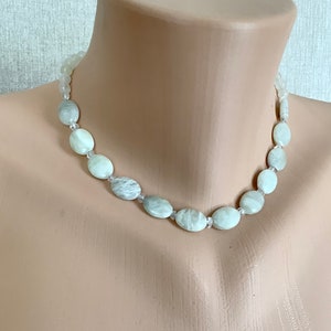 Boho Pastel Green Jade Necklace: Gemstone Beaded Jewelry