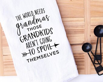 Funny Grandma Tea Towel, Grandkids Gift, Cotton Kitchen Decor