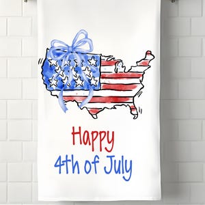 Patriotic Kitchen Tea Towels, Red White and Blue Floral , 4th of July, Memorial Day Decor, Kitchen gift