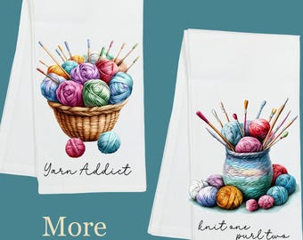 Knitting Crochet Tea Towel: Yarn Lover Gift