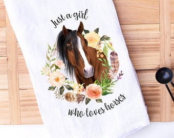Friends Horses Horse by the Fence Equine Themed Cotton Tea Towel Perfect Gift