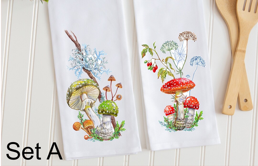  Kitchen Towels Farmhouse Fall Mushroom Dish Towels for