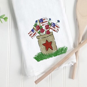 4th of July Tea Towel, Patriotic Kitchen Towel, 4th of July Flag Decor, Fourth of July Hand Towel, Red White and Blue Decor