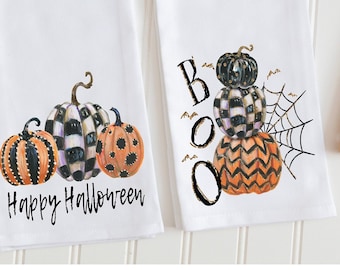 Halloween Pumpkin Cotton Kitchen Towel, Fall Decor