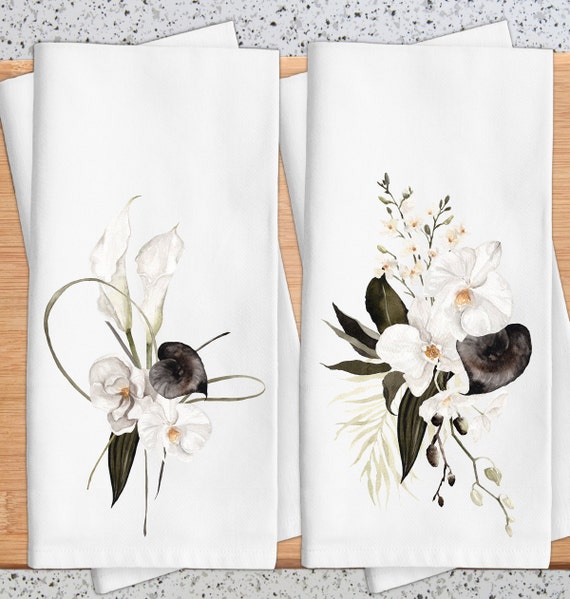 Black Petals - Kitchen Dish Towel & Hand towel