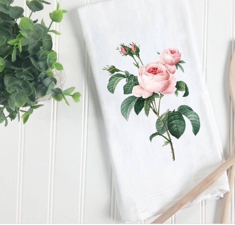 Floral Tea Towel Hand Towels Tea Towels Pink Roses Floral Etsy