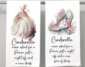 Cinderella Guest Towels, Dress & Shoes Design, Funny Bathroom Decor
