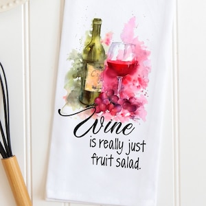 Decorative Kitchen Tea Towel Wino Hostess Gift WINE LOVERS Funny Wine Lovers Gift Dish Towel Kitchen and Dining Foodie Gift