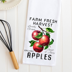 Apple Tea Towels, Fall Apple Kitchen Towel, French Country Kitchen Décor, Farmhouse Chic Kitchen Apple Towels, Apple Season, Fall Apples