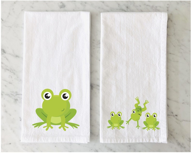 Funny Frog Hand Towels Cute Frog Bath Set Frog Tea Towels Etsy