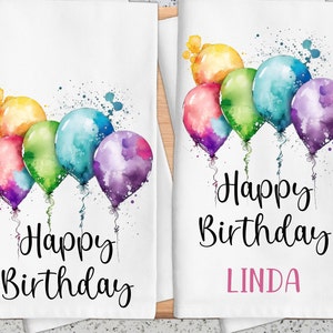 Personalisierte Geburtstag Ballon Handtuch Geschenk, Geburtstag Handtuch Geschenk Freundin Geburtstagsgeschenk, Geburtstag Geschirrtücher, Geburtstag Geschirrtuch, Add Bling