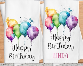 Personalized Birthday Balloon Towel Gift, Birthday Towel Gift  Girlfriend Birthday Gift, Birthday Tea Towels, Birthday Dish Towel, Add Bling