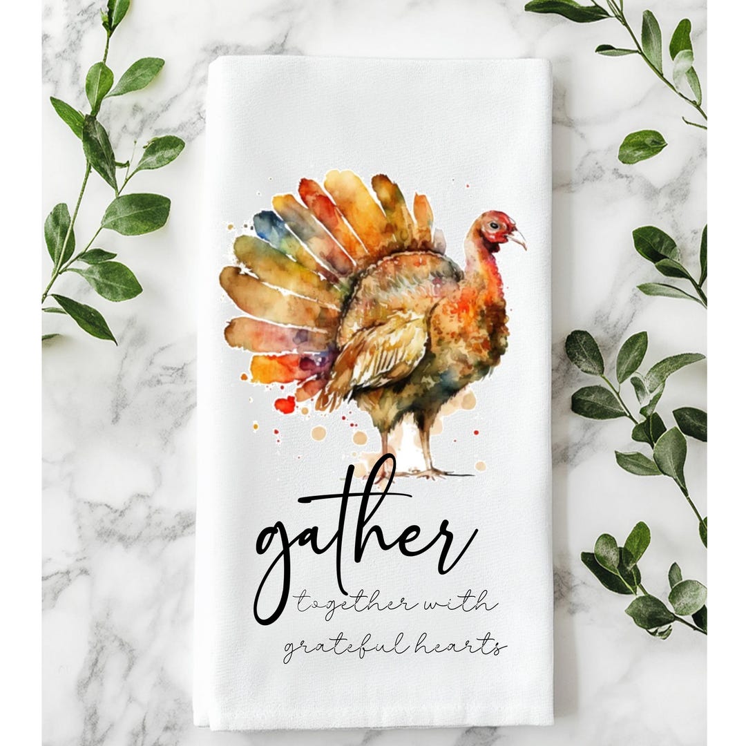 Thanksgiving Turkey Kitchen Dish Towel, Hostess Gifts, Thanksgiving ...