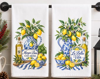 Mediterranean Inspired Kitchen Towel, The Bella Cucina Series, Italian Kitchen Decor