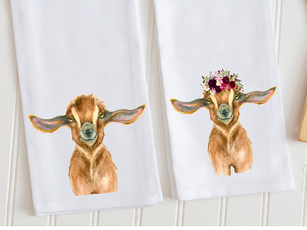 Goat Tea Towel, Baby Goat Hand Towels, Goat Kitchen Towel, Gift for Her