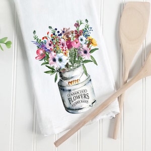 Summer Flower Bouquet Kitchen Towel, Summer Flower Tea Towel, Floral Kitchen Decor, Floral Dish Towel, Floral Hand Towel, Farmhouse Decor