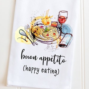Italiaanse keukentheedoek, Buon Appetito, Happy Eating, kokscadeau, Italiaans keukendecor, Italiaans geïnspireerde theedoek, handdoek in Italiaanse stijl